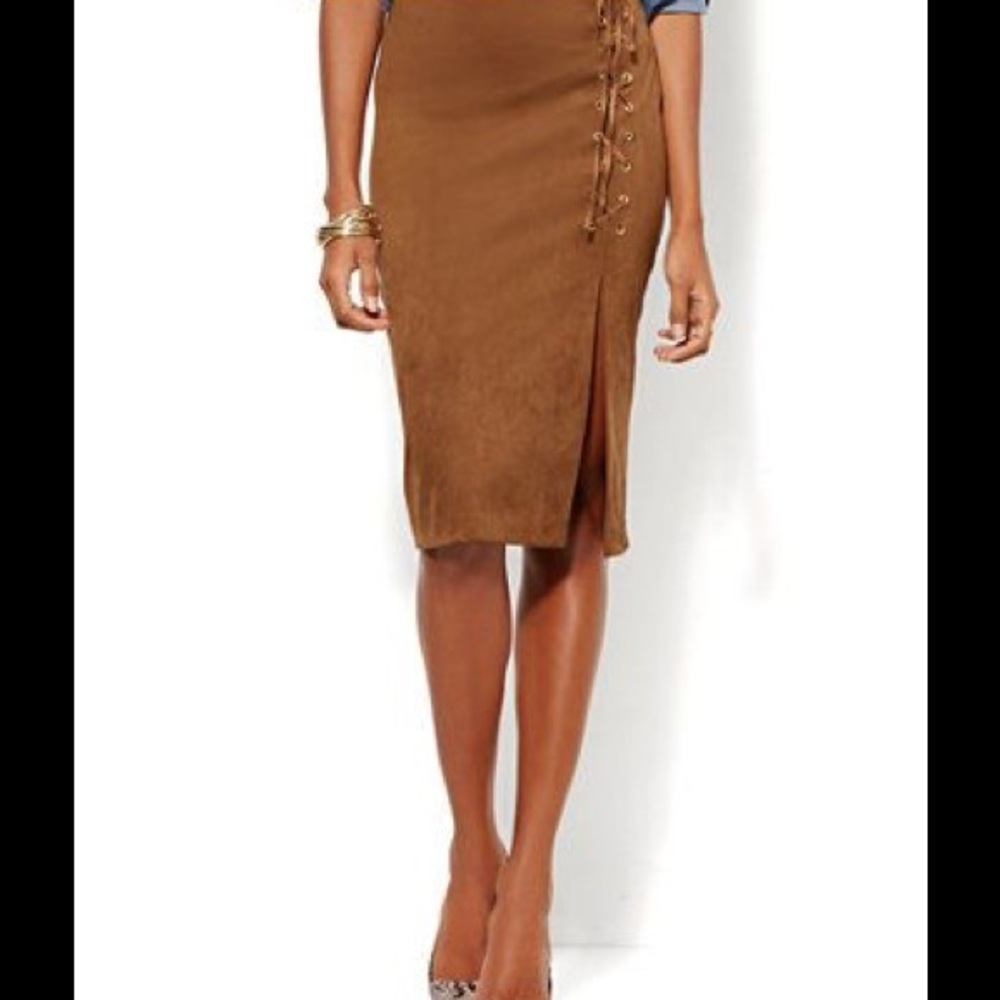 SOLD NWT Brown Suede Pencil Skirt